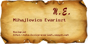 Mihajlovics Evariszt névjegykártya